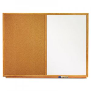 Quartet S554 Bulletin/Dry-Erase Board, Melamine/Cork, 48 x 36, White/Brown, Oak Finish Frame QRTS554
