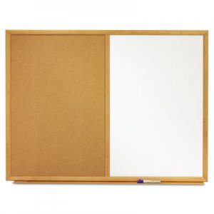 Quartet S553 Bulletin/Dry-Erase Board, Melamine/Cork, 36 x 24, White/Brown, Oak Finish Frame QRTS553