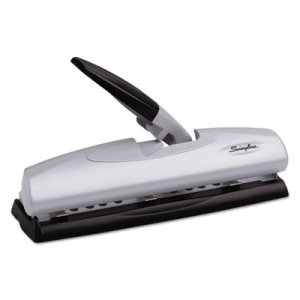 Swingline GBC 74030 20-Sheet LightTouch Desktop Two-to-Seven-Hole Punch, 9/32" Holes, Silver/Black SWI74030