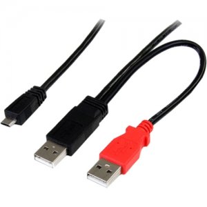 StarTech.com USB2HAUBY1 1 ft USB Y Cable for External Hard Drive - Dual USB A to Micro B
