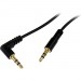 StarTech.com MU1MMSRA 1 ft Slim 3.5mm to Right Angle Stereo Audio Cable - M/M