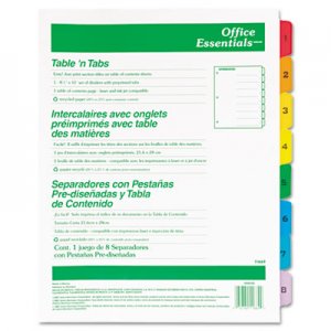Office Essentials 11669 Table 'n Tabs Dividers, 8-Tab, Letter AVE11669