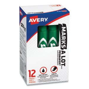 Avery AVE07885 Marks-A-Lot Regular Desk-Style Permanent Marker, Chisel Tip, Green, Dozen
