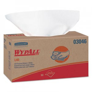 WypAll 03046 L40 Wipers, POP-UP Box, White, 10 4/5 x 10, 90/Box, 9 Boxes/Carton KCC03046