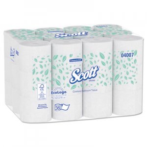 Scott KCC04007 Essential Coreless SRB Bathroom Tissue, Septic Safe, 2-Ply, White, 1000 Sheets/Roll, 36 Rolls/Carton
