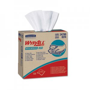 WypAll KCC34790CT X60 Cloths, POP-UP Box, White, 9 1/8 x 16 7/8, 126/Box, 10 Boxes/Carton