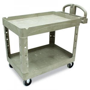 Rubbermaid Commercial RCP452088BG Heavy-Duty Utility Cart, Two-Shelf, 25.9w x 45.2d x 32.2h, Beige