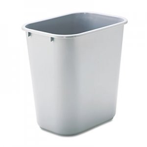 Rubbermaid Commercial RCP295600GY Deskside Plastic Wastebasket, Rectangular, 7 gal, Gray