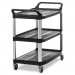 Rubbermaid Commercial RCP409100BLA Open Sided Utility Cart, Three-Shelf, 40.63w x 20d x 37.81h, Black