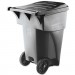 Rubbermaid Commercial RCP9W22GY Brute Rollout Heavy-Duty Waste Container, Square, Polyethylene, 95gal, Gray
