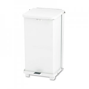 Rubbermaid Commercial RCPST12EPLWH Defenders Biohazard Step Can, Square, Steel, 6.5 gal, White