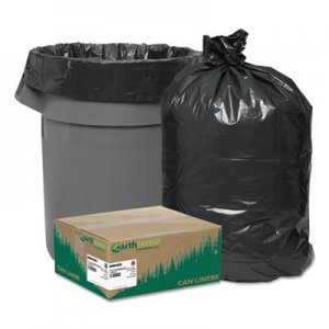 Earthsense Commercial RNW4850 Recycled Can Liners, 40-45gal, 1.25mil, 40 x 46, Black, 100/Carton WBIRNW4850