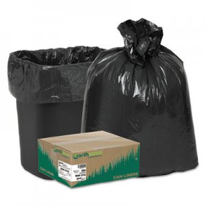 Earthsense Commercial RNW3310 Recycled Can Liners, 16gal, .85 Mil, 24 x 33, Black, 500/Carton WBIRNW3310
