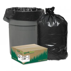 Earthsense Commercial WBIRNW4860 Linear Low Density Recycled Can Liners, 45 gal, 1.65 mil, 40" x 46", Black, 100/Carton