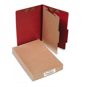 ACCO 16034 Pressboard 25-Pt Classification Folders, Legal, 4-Section, Earth Red, 10/Box ACC16034