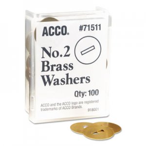 ACCO 71511 Washers for Two-Piece Paper Fasteners, 1/2" Cap, 1 1/4" Diameter, Gold, 100/Box ACC71511