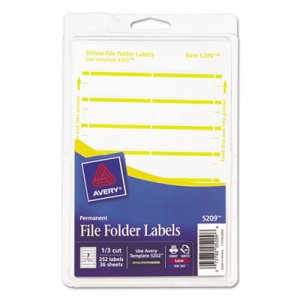 Avery 05209 Print or Write File Folder Labels, 11/16 x 3 7/16, White/Yellow Bar, 252/Pack AVE05209