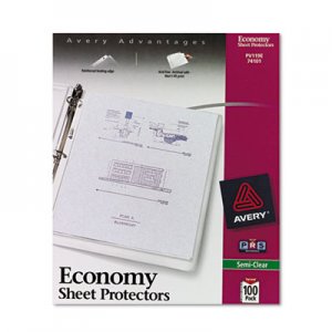 Avery 74101 Top-Load Sheet Protector, Economy Gauge, Letter, Semi-Clear, 100/Box AVE74101