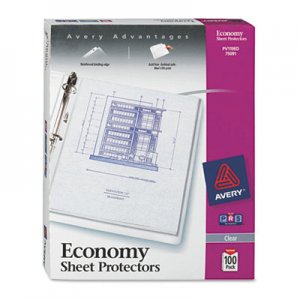 Avery 75091 Top-Load Sheet Protector, Economy Gauge, Letter, Clear, 100/Box AVE75091