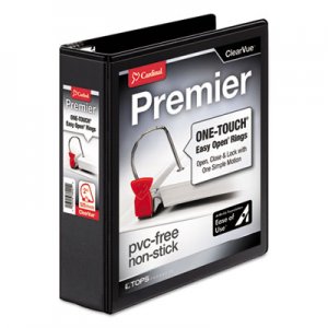 Cardinal CRD10321 Premier Easy Open ClearVue Locking Slant-D Ring Binder, 3 Rings, 2" Capacity, 11 x 8.5, Black