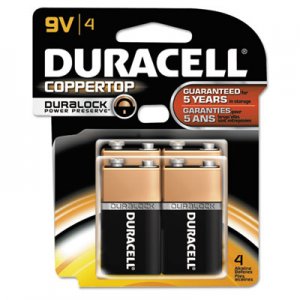 Duracell MN16RT4Z CopperTop Alkaline Batteries with Duralock Power Preserve Technology, 9V, 4/Pk DURMN16RT4Z
