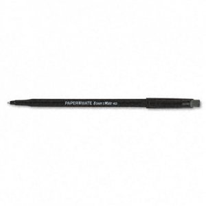 Paper Mate 3930158 Eraser Mate Ballpoint Stick Erasable Pen, Black Ink, Medium, Dozen PAP3930158