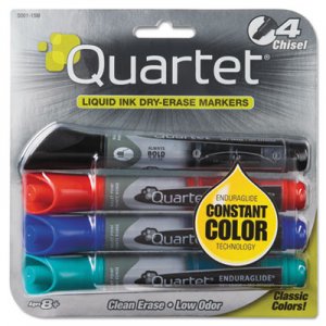 Quartet 5001M EnduraGlide Dry Erase Marker, Chisel Tip, Assorted Colors, 4/Set QRT5001M
