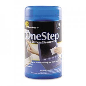 Read Right RR1409 OneStep CRT Screen Cleaner Wet Wipes, Cloth, 5 1/4 x 5 3/4, 75/Tub REARR1409