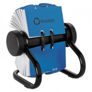 Rolodex 67236 Open Rotary Business Card File w/24 Guides, Black ROL67236