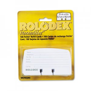 Rolodex 67553 Petite Refill Cards, 2 1/4 x 4, 100 Cards/Pack ROL67553