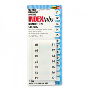 Redi-Tag RTG31002 Legal Index Tabs, 1/12-Cut Tabs, 11-20, White, 0.44" Wide, 104/Pack