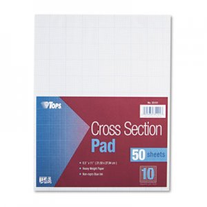 TOPS 35101 Cross Section Pads w/10 Squares, 8 1/2 x 11, White, 50 Sheets TOP35101