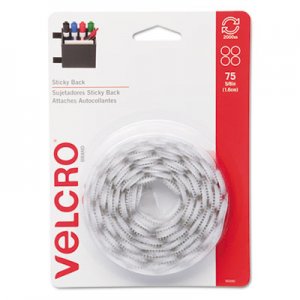 Velcro 90090 Sticky-Back Hook and Loop Dot Fasteners, 5/8 Inch, White, 75/Pack VEK90090