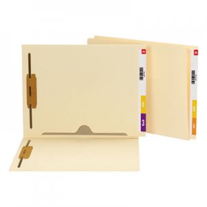 Smead 34101 Reinforced End Tab Pocket Folder, Two Fasteners, Letter, Manila, 50/Box SMD34101
