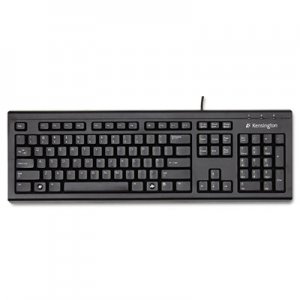Kensington 64370 Keyboard for Life Slim Spill-Safe Keyboard, 104 Keys, Black KMW64370