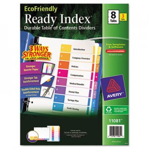 Avery 11081 Ready Index Customizable Table of Contents, Asst Dividers, 8-Tab, Ltr, 3 Sets AVE11081