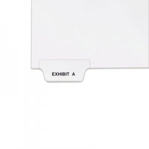 Avery AVE11940 Avery-Style Preprinted Legal Bottom Tab Divider, Exhibit A, Letter, White, 25/PK