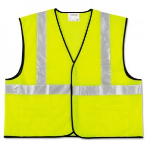 MCR Safety VCL2SLL Class 2 Safety Vest, Fluorescent Lime w/Silver Stripe, Polyester, Large CRWVCL2SLL