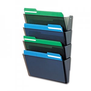 deflecto DEF73402 DocuPocket Stackable Four-Pocket Wall File, Letter, 13 x 4 x 7, Smoke