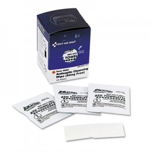 First Aid Only 4002 Antiseptic Cleansing Wipes, 10/Box FAO4002