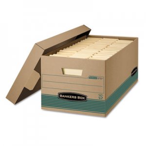 Bankers Box 1270101 STOR/FILE Extra Strength Storage Box, Letter, Lift-Off Lid, Kft/Green, 12/Carton FEL1270101