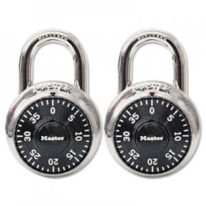 Master Lock MLK1500T Combination Lock, Stainless Steel, 1 7/8" Wide, Black Dial, 2/Pack