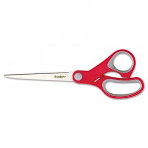 Scotch 1427 Multi-Purpose Scissors, Pointed, 7" Length, 3-3/8" Cut, Red/Gray MMM1427