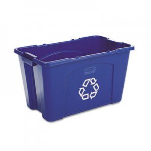 Rubbermaid Commercial 571873BE Stacking Recycle Bin, Rectangular, Polyethylene, 18gal, Blue RCP571873BE