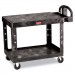 Rubbermaid Commercial 452500BK Flat Shelf Utility Cart, Two-Shelf, 25-1/4w x 44d x 38-1/8h, Black RCP452500BK