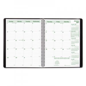 Brownline CB435WBLK EcoLogix Recycled Monthly Planner, 11 x 8 1/2, Black Soft Cover, 2017 REDCB435WBLK