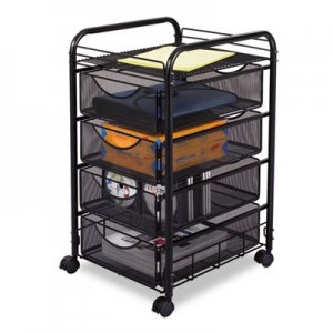 Safco 5214BL Onyx Mesh Mobile File With Four Supply Drawers, 15-3/4w x 17d x 27h, Black SAF5214BL