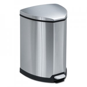 Safco 9685SS Step-On Waste Receptacle, Triangular, Stainless Steel, 4gal, Chrome/Black SAF9685SS