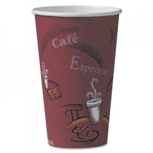 Dart SCC316SI Bistro Design Hot Drink Cups, Paper, 16oz, Maroon, 1000/Carton