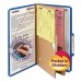 Smead SMD19077 6-Section Pressboard Top Tab Pocket-Style Classification Folders w/ SafeSHIELD Fasteners, 2 Dividers, Legal, Dark Blue, 10